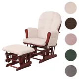 Mendler Relaxsessel HWC-C76, Schaukelstuhl Sessel Schwingstuhl mit Hocker Stoff Cord 320g/m2 Öko-Tex ~ creme Gestell dunkel