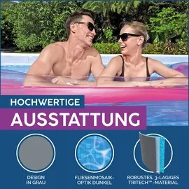 BESTWAY Power Steel Frame Pool Komplett-Set 549 x 274 x 122 cm inkl. Sandfilteranlage, Abdeckplane, Filterpumpe, Poolleiter