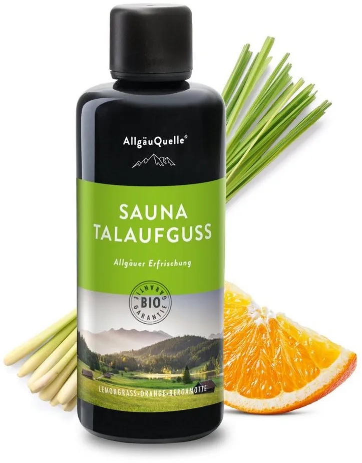 Allgäuquelle Sauna-Aufgussset Bio Saunaaufguss Talaufguss Saunaduft (1 x 100ml) mit Lemongrass, Orange und Bergamotte