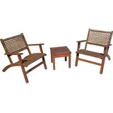 Garden Pleasure Sitzgruppe SONORA, braun Kunststoff, Holz, 3-teilig