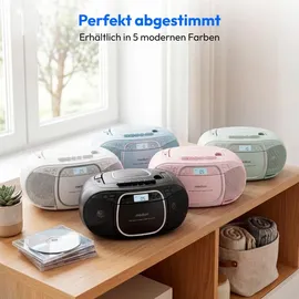 Medion E66476 Stereo Sound System (Boombox, CD-Player, MP3, Kassette, tragbarer Kassettenspieler für Kinder, UKW Radio, AUX, Kopfhörer, Netz & Batterie) blau,