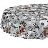 ANRO Wachstuchtischdecke abwaschbar Oval 180 x 140 cm Grau