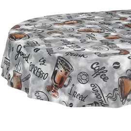 ANRO Wachstuchtischdecke abwaschbar Oval 180 x 140 cm Grau
