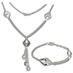 SilberDream Schmuckset SilberDream Collier & Armband matt Drop (Schmuckset, 2-tlg., Schmucksets), Damen Schmucksets aus 925 Sterling Silber, Farbe: silber silberfarben