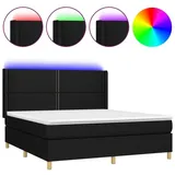 vidaXL Boxspringbett mit Matratze & LED Schwarz 180x200 cm Stoff
