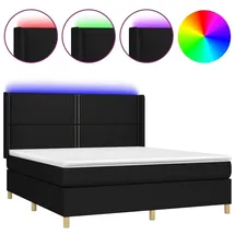 vidaXL Boxspringbett mit Matratze & LED Schwarz 180x200 cm Stoff