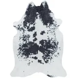 Teppich Waschbar Flachgewebe Kuhfell-Imitat Polyester Wohnzimmer Schwarz Sonderform 100x135 | Kadima Design