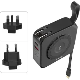 Swissten Swissten, All-in-One Powerbank Pro MagSafe USB USB-C mit Reiseadaptern, Schwarz - Schwarz