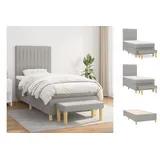 vidaXL Boxspringbett mit Matratze Hellgrau 80x200 cm Stoff