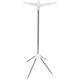 Relaxdays Bügelwäscheständer, für 27 Bügel, klappbar, 15 kg belastbar, Wäschestandtrockner, HxD:143x56 cm, weiß/Silber