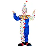 dressforfun Clown-Kostüm Kinder - Teenkostüm Clown Jux, Wundervoller, farbiger Overall blau 104 (3-4 Jahre) | 104 (3-4 Jahre)