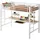XDOVET Hochbett mit Schreibtisch und zwei Bücherregalen 90 x 200 cm MDF weiß