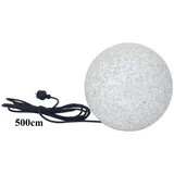 Trango 1er Set 200GB LED Kugel Granitstein-Optik Gartenkugel IP65 Kugelleuchte in 20cm Durchmesser incl. je 1x E27 LED Leuchtmittel mit je 5 Meter Kabel, Kugellampe, Gartenleuchte, Außenlampe