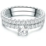 Trilani Set (Ring 2er) aus Sterling Silber mit Zirkonia in silber | Gr.: 52