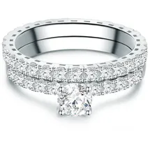 Trilani Set (Ring 2er) aus Sterling Silber mit Zirkonia in silber | Gr.: 52