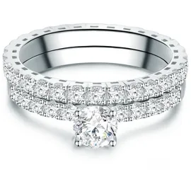 Trilani Set (Ring 2er) aus Sterling Silber mit Zirkonia in silber | Gr.: 52