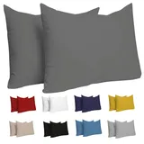 Dreamzie Kissenbezug 50 x 70 cm (Set mit 2) - 100% Jersey Baumwolle 150 g/qm Kissenbezüge -Anthrazit - Für Kissen 50 x 70 cm - Kissenhülle - Kissenbezug - Resistent und Hypoallergen - Dreamzie