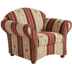 Polstersessel Rot Beige mit Streifenmuster Landhausstil