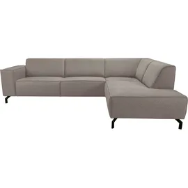 PLACES OF STYLE Ecksofa PLACES OF STYLE "Lorcan, Breite 275 cm, weiches Sitzgefühl", braun, B:275cm H:77cm T:210cm, 100% PES, Sofas, Ecksofa, Massivholz- oder Metallfüße, Lederoptik, Struktur, Chenille, Boucle