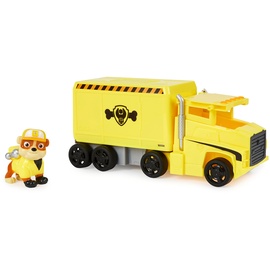 Spin Master PAW Patrol , Big Truck Pups, Rubbles verwandelbarer Spielzeugtruck mit Actionfigur zum Sammeln, Kinderspielzeug