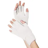 Metamorph Kostüm Fingerlose Strickhandschuhe weiß, Mit Fingerspitzengefühl für 80er Jahre Outfits - oder dem Alltag in weiß