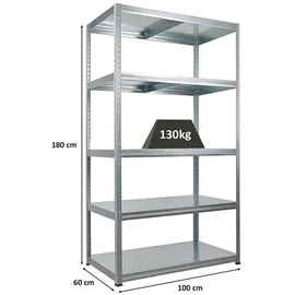 Proregal Schwerlastregal Metall 180x100x60cm silber