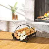 Outsunny Kaminholzregal Metall 51 x 38 x 33 cm Schwarz