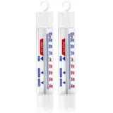 Lantelme Kühlschrankthermometer Analog mit Haken Gefrierschrankthermometer Kühlschrank Thermometer, 2-tlg., Made in Germany, Stückzahl Wählbar, mit Haken zum aufhängen, + - 40°C weiß