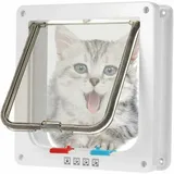 Mikrochip-katzenklappe, Mikrochip-katzenklappe, Braun, Katzenklappe Mit Schraubkits Für Katzen Und Kleine Hunde, Weiß, Mittel