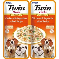 INABA Dog Twin Huhn, Gemüse und Rindfleisch in Brühe für Hunde 2x40 g