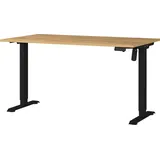 Germania Profi 3.0 höhenverstellbarer Schreibtisch grandson-eiche rechteckig, T-Fuß-Gestell schwarz 140,0 x 80,0 cm