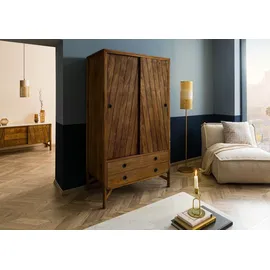 Massivmoebel24 Kleiderschrank Mango 100 x 180 x 60 cm Braun/Schwarz