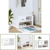 Schuhschrank Hochglanz-Weiß 80x35x45 cm Holzwerkstoff - Schuhschrank - Holzwerkstoff - Weiß - Garderobe - Flurmöbel - The Living Store