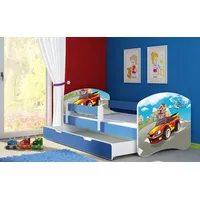 Luxusbetten24 Kinderbett Dream mit verschiedenen Motiven Racing - Blau