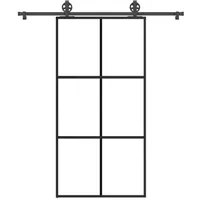 vidaXL Schiebetür mit Beschlag 102x205 cm ESG-Glas & Aluminium