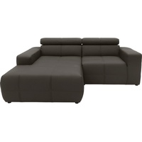 DOMO collection Ecksofa Brandon kleine Ausführung B/T/H: 214/100/80 cm, Mit Kopfteilverstellung, auch in Leder und Cord, L-Form grau 211 cm x 80 cm x 175 cm