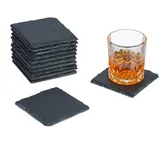 Relaxdays Untersetzer, 12er Set, eckige Glasuntersetzer, 10x10 cm, Raclette- & Getränkeuntersetzer, anthrazit