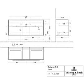 Villeroy & Boch Subway 3.0 Badmöbel-Set 130 cm, 4 Auszüge, Badmöbel,