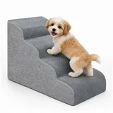 GARRYFIZH Haustiertreppe Hundetreppe,Haustiertreppe Hundetreppe für Kleine Hunde, Vierstufige Treppe, rutschfest, abnehmbar und waschbar grau