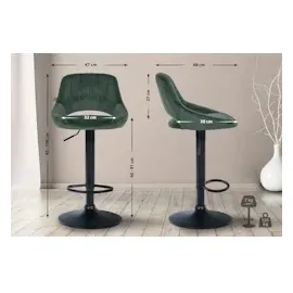CLP 2er Set Barhocker Milet Mit Samt-Bezug I Drehbarer Barstuhl Mit Lehne Und Fußstütze