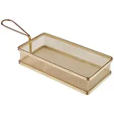 APS 40612 SNACKHOLDER Rechteckige Edelstahl Frittiersieb, 21.5 x 10.5 cm, Gold