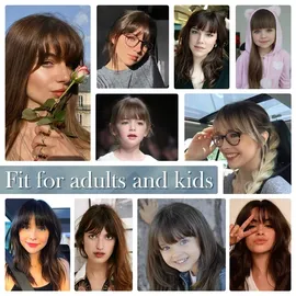 luxuskollektion Echthaar Clip in Pony Mittelbraun Haarverlängerung Fransen