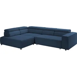 Ecksofa EXXPO - SOFA FASHION "VITTORIO", blau, B:308cm H:73cm T:203cm, Sofas, inkl. Kopfteil- und Sitztiefenverstellung, wahlweise mit Bettfunktion