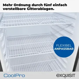 Exquisit GKS5260-GT-431D Getränkekühlschrank 280 l mit LED, Umluft, 5 verstellbare Ablagen, Schwarz