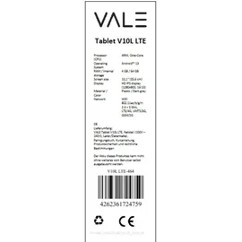 Vale V10E 10,1" LTE (2026) 4 GB RAM 64 GB Grau