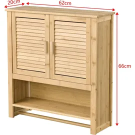 [en.casa] Badezimmerschrank Tyresö Hängeschrank Bambus 66 x 20 cm