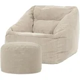 I.C.O.N. icon Sitzsack, Beige, Textil, 340 L, 1-Sitzer, Freiform, 100x80x88 cm, Hergestellt in Deutschland, Oeko-Tex® Standard 100, Reach, Wohnzimmer, Hocker, Sitzsäcke, XXL Sitzsäcke
