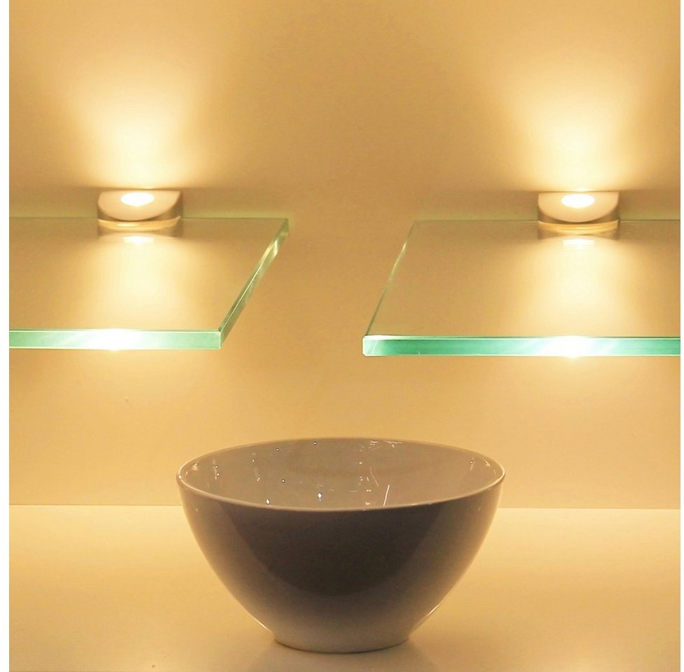 kalb LED Glaskantenbeleuchtung LED Glasregal Hängeregal Wandboard Wandregal Regal beleuchtet, SET - 300mm, warmweiß grau 15 cm x 30 cm x 8 cm
