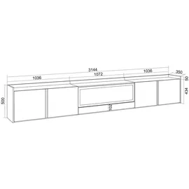 SKRAUT HOME Lowboard 315x50 cm Beige Holzwerkstoff