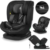 Lionelo Bastiaan i-Size Kindersitz ab Geburt 0-36 kg Isofix Top Tether 360 Grad drehbar Rückwärts Vorwärts Seitenschutz 5-Punkt-Sicherheitsgurte Dri-Seat (Schwarz Grau)